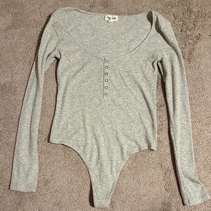 Gray Long Sleeve Bodysuit
